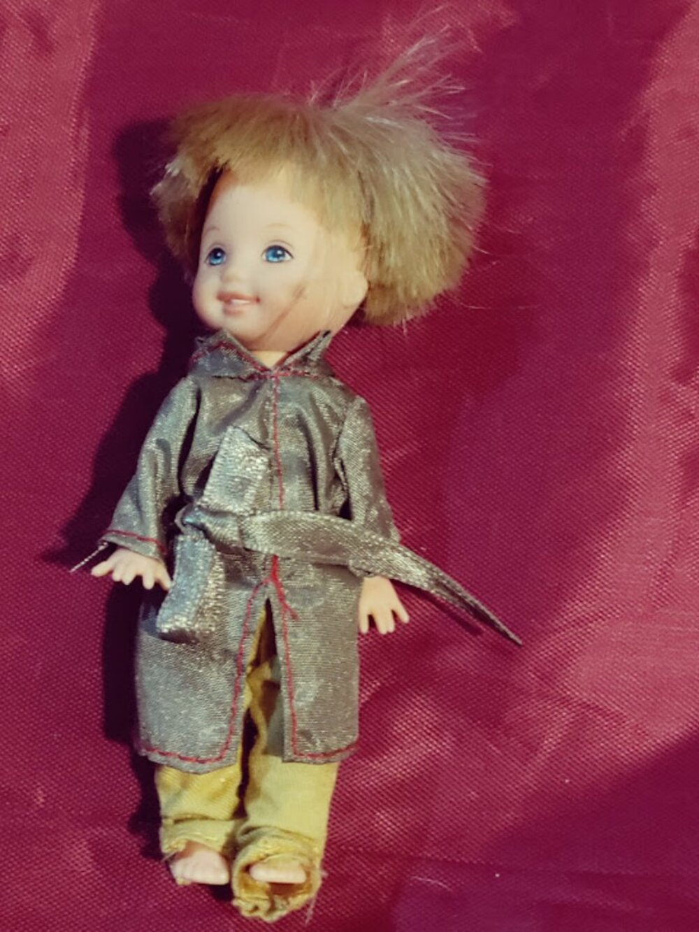Small Blonde Boy Mini Doll Silver Outfit